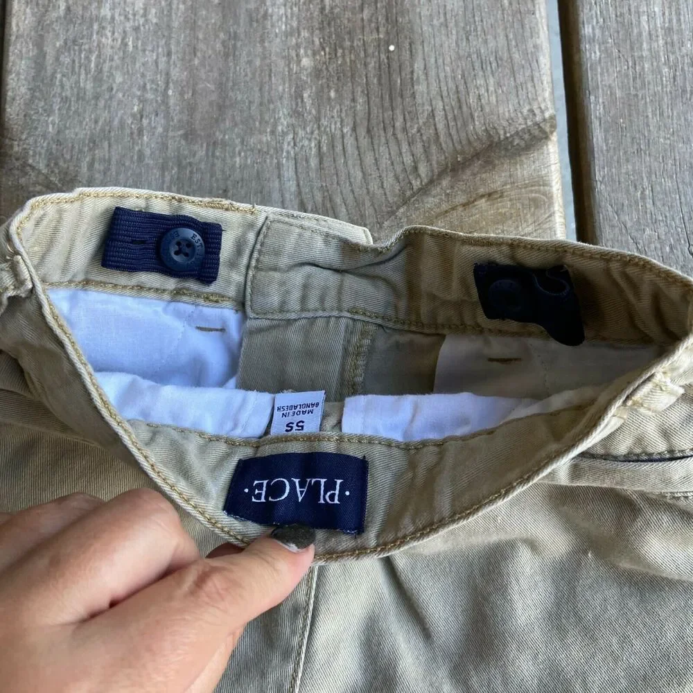 The Children's Place Boys Shorts Size 5 Slim 5S Khaki‎ Adjustable Waist Cotton